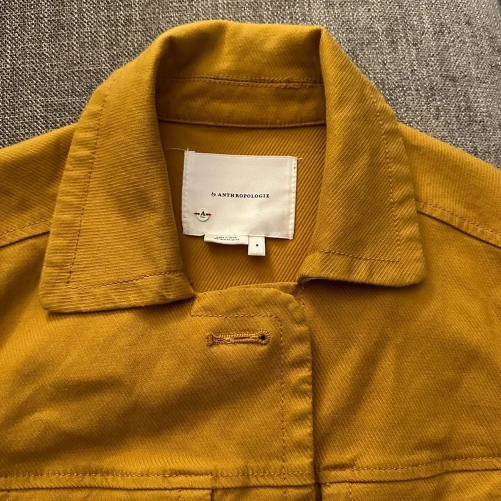 Anthropologie Nora Flounce-Sleeved Trucker Jacket in Mustard - Picture 8 of 9